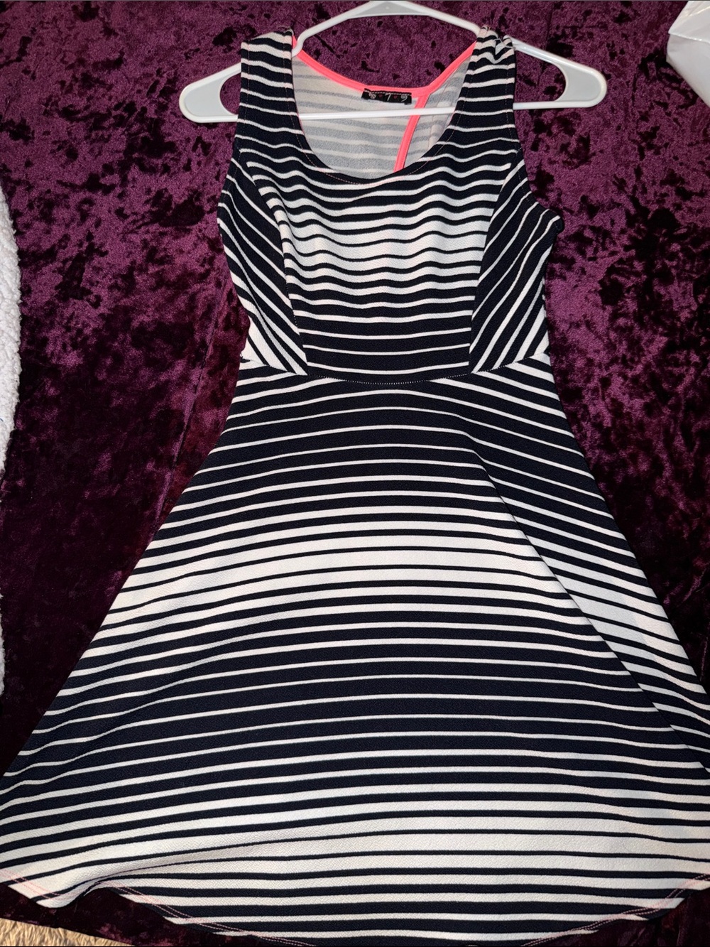 Striped Fit-and-Flare Dress in Navy and White